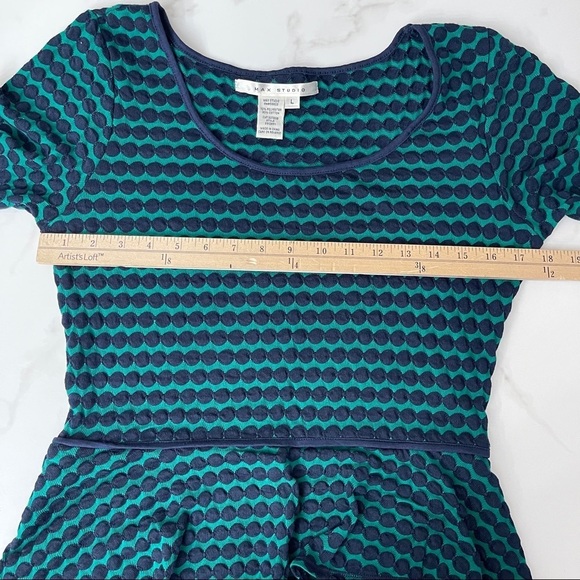 Max Studio Polkadot‎ Lightweight Knit Peplum Pencil Skirt Dress - Picture 6 of 8